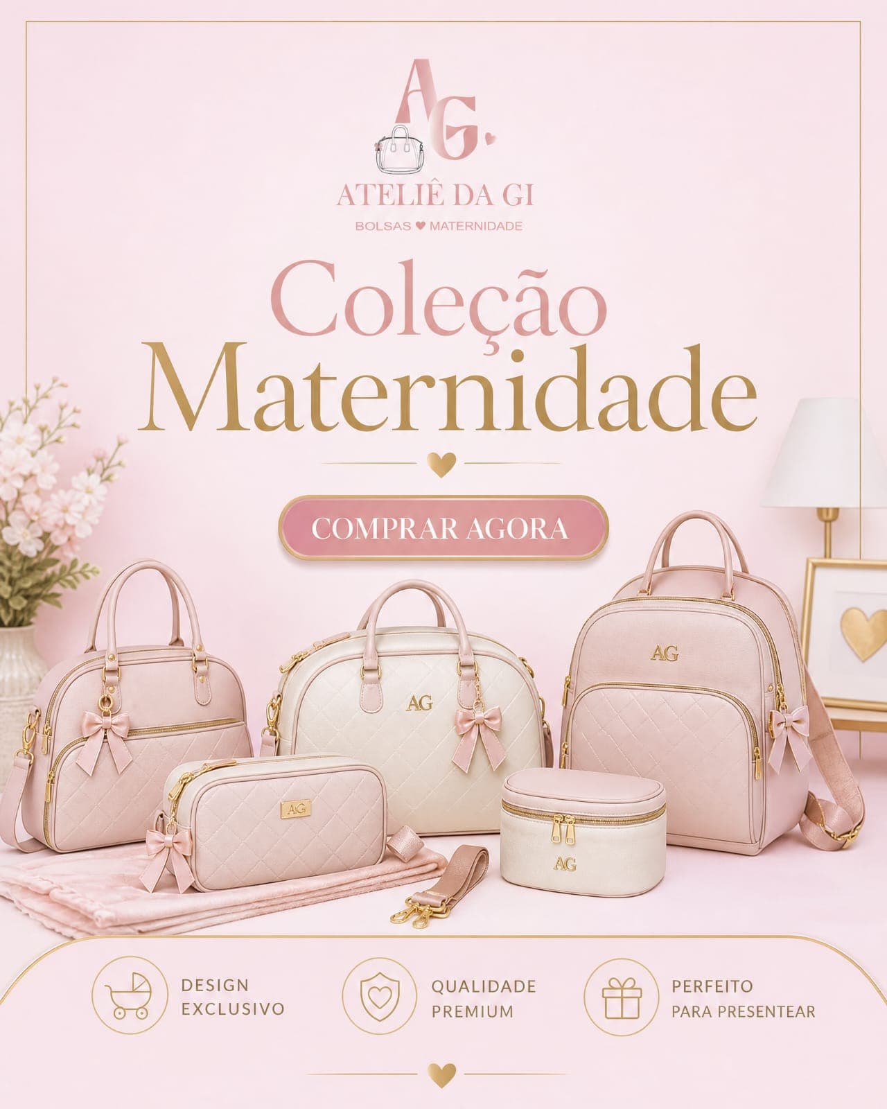 Coleção maternidade personalizada do Ateliê da Gi