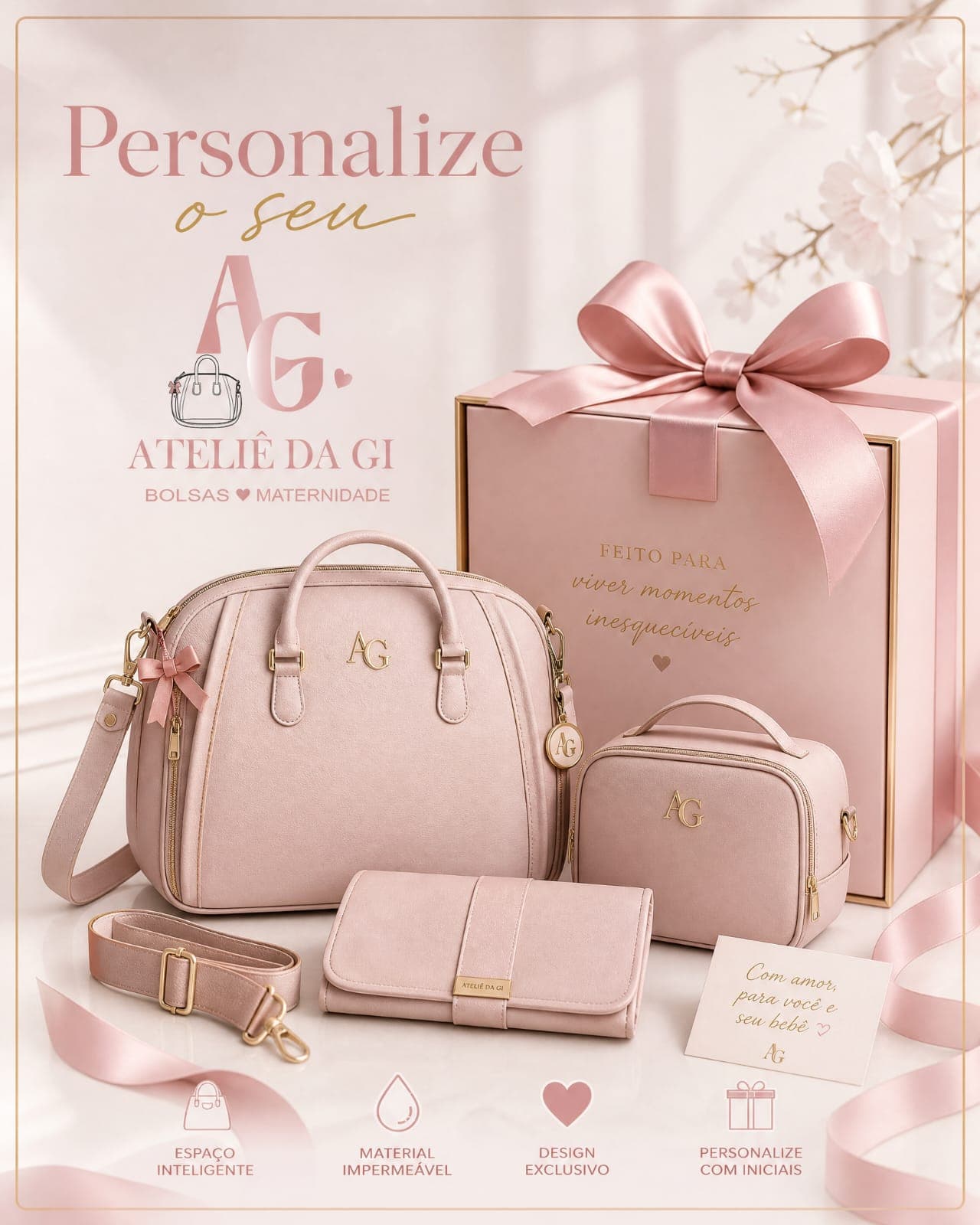 Conjunto personalizado do Ateliê da Gi preparado para presente